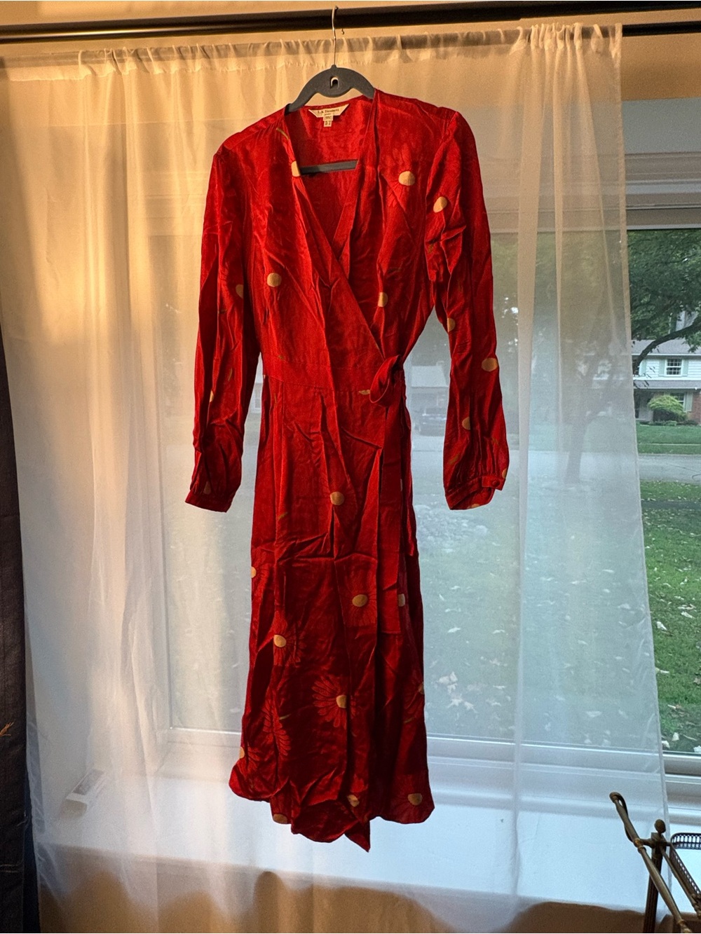 LK Bennet Red Silky Floral Wrap Dress